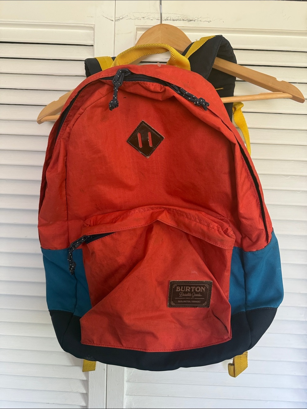 Burton Red & Blue Casual Everyday Backpack with Yellow Accents